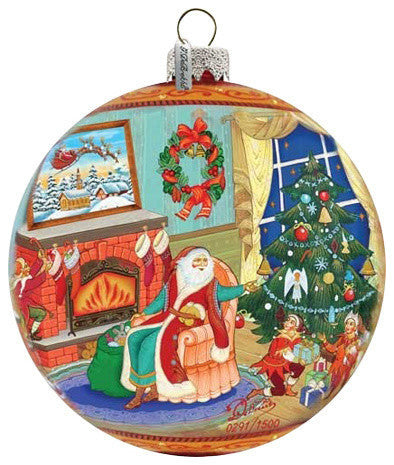 Hand Painted Scenic Glass Ornament Christmas Eve Ball, Limited Edition