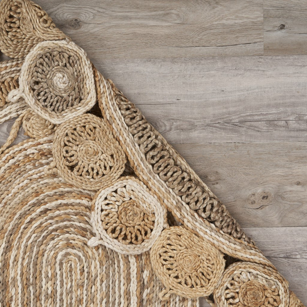 7" Oval Shaped Natural Toned Area Rug