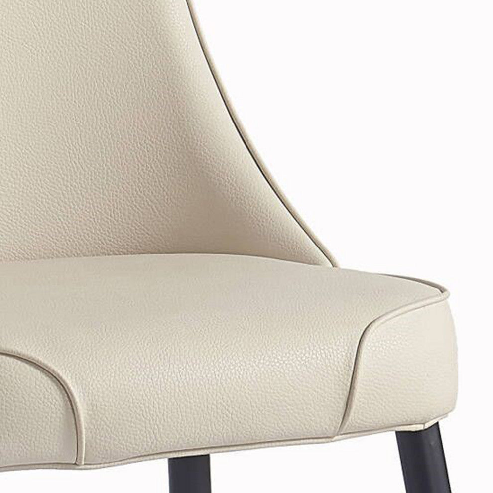 Modern Faux Leather/Metal Dining Chair, Faux Leather, Set of 2, Beige/Black