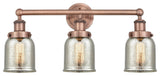 Edison Small Bell 3-Light 25" Vanity Light, Antique Copper Finish, Mercury Shade