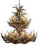 Whitetail Deer Tall Boy 2-Tier Antler Chandelier Light, Large, Rawhide Shades
