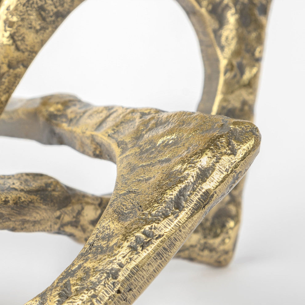 Delaunay I (Large) 10L X9W Gold Hammered Metal Interlinked Patterned Object