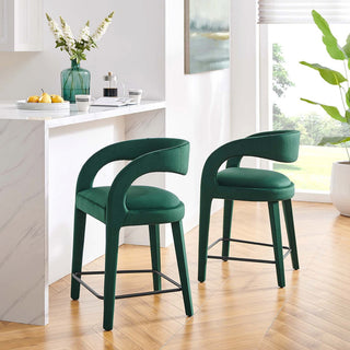 Howkin Counter Stool Performance Velvet, Set of 2, Green
