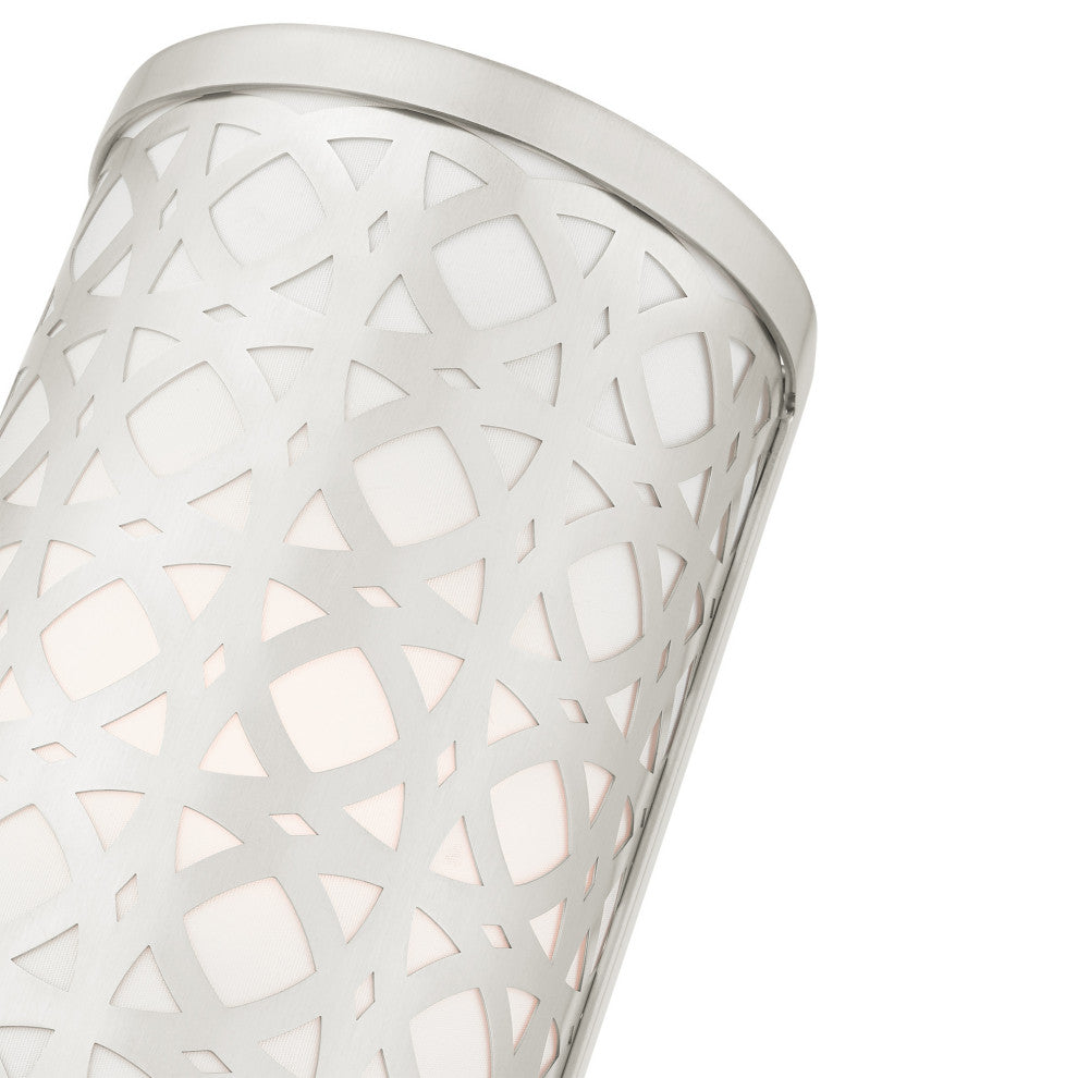 Brushed Nickel Fretwork, Ornamental, Transitional, Sophisticated Sconce