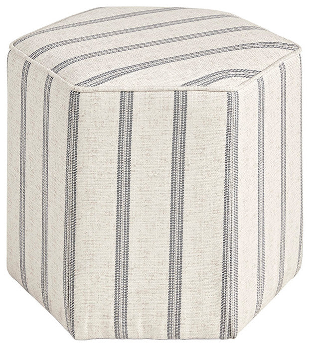 Martha Stewart Striped Hexagon Cocktail Ottoman, Small