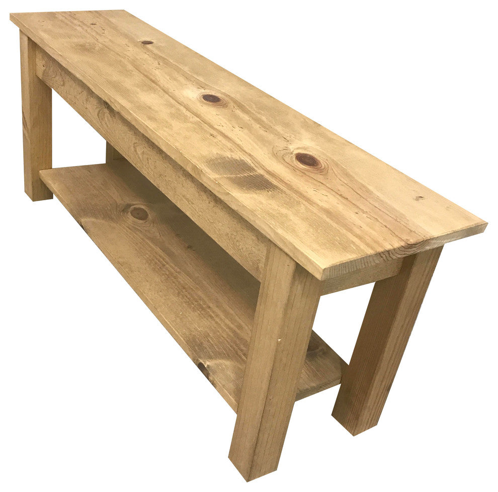 Ranch Golden Oak Bench With Shelf, 42"
