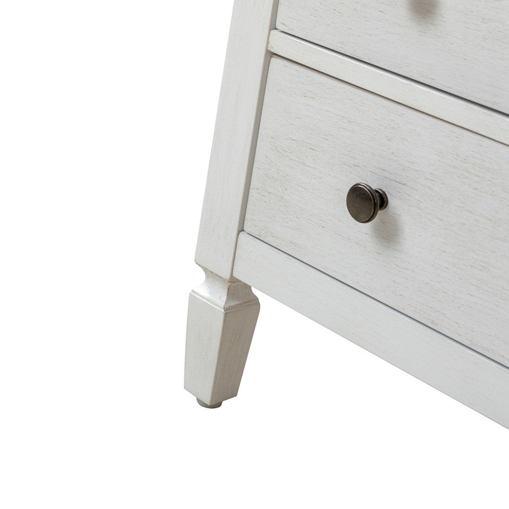 Drawer Nightstand With Built-In Outlets, Set of 2, White