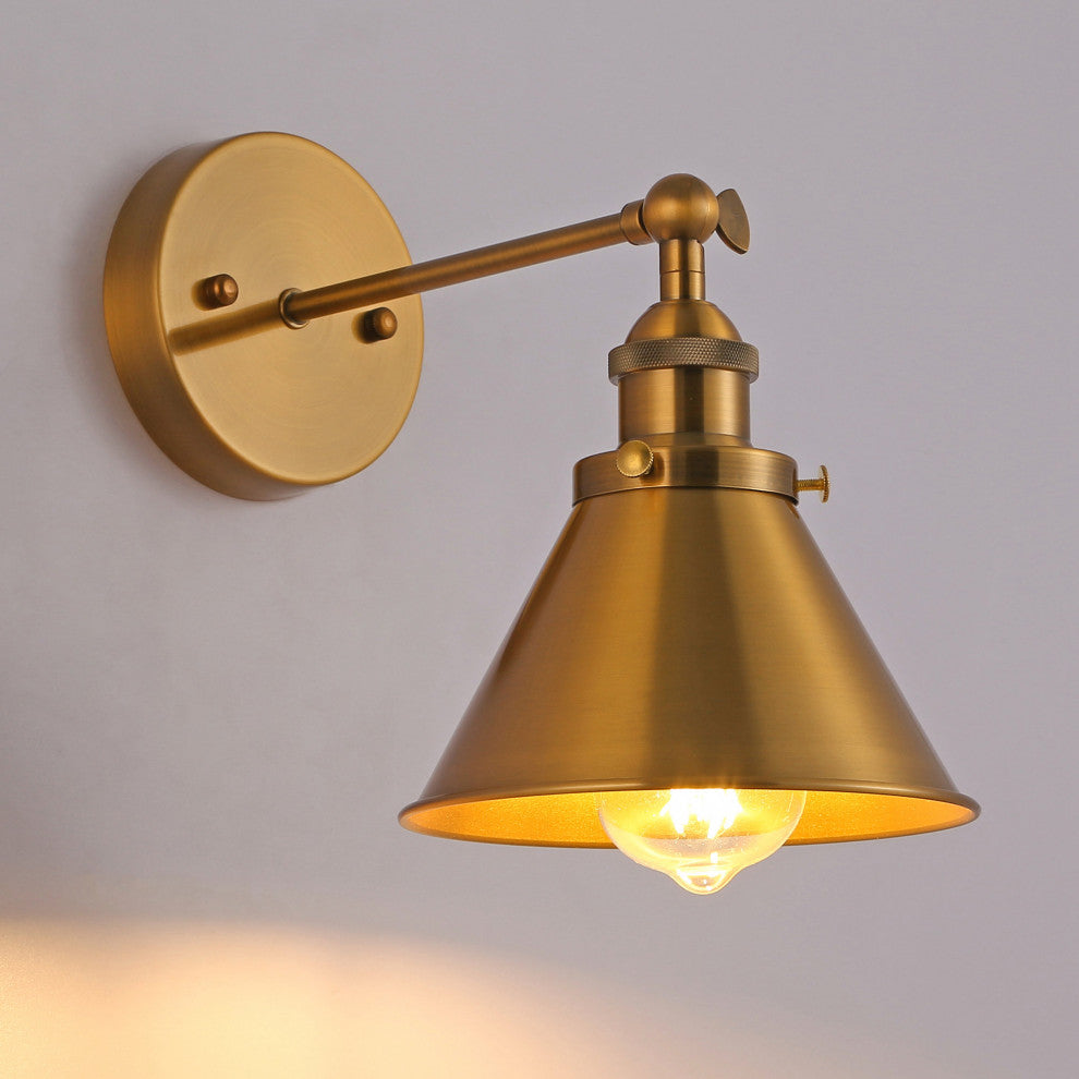 1-Light Industrial Wall Sconce With Cone Shade Metal