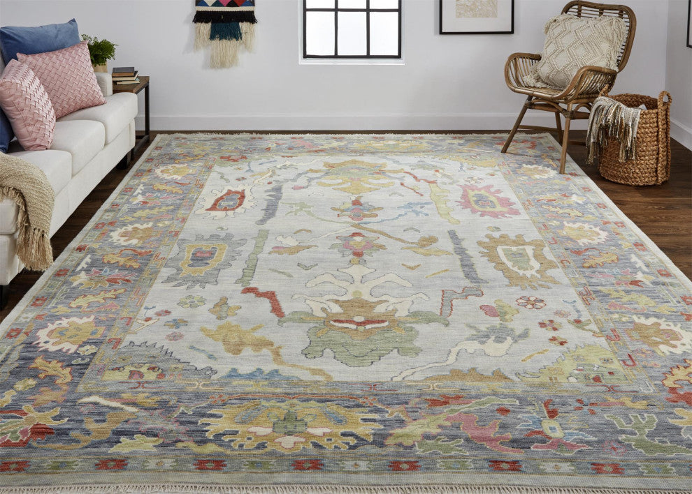 Weave & Wander Larson Blue/Multi 2'x3' Hand Knotted Area Rug