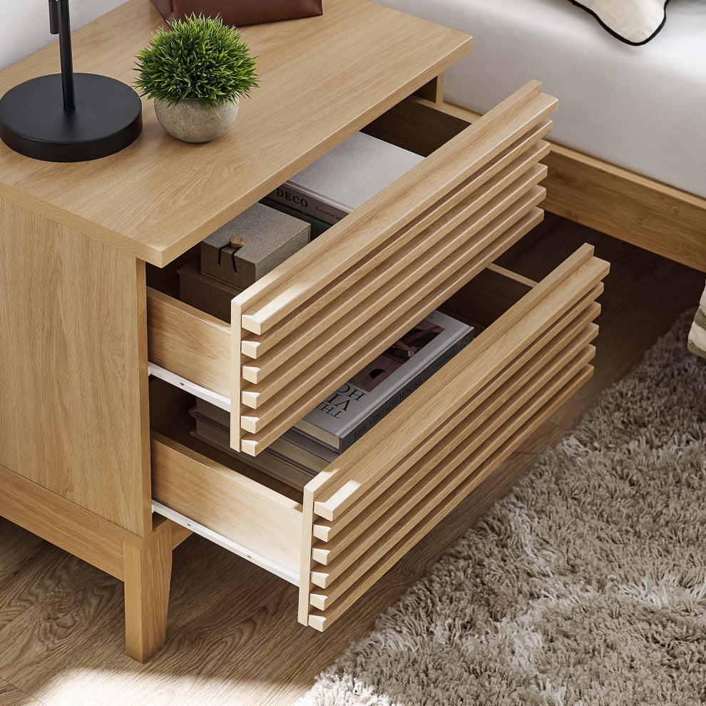 Render Two-Drawer Nightstand, Oak