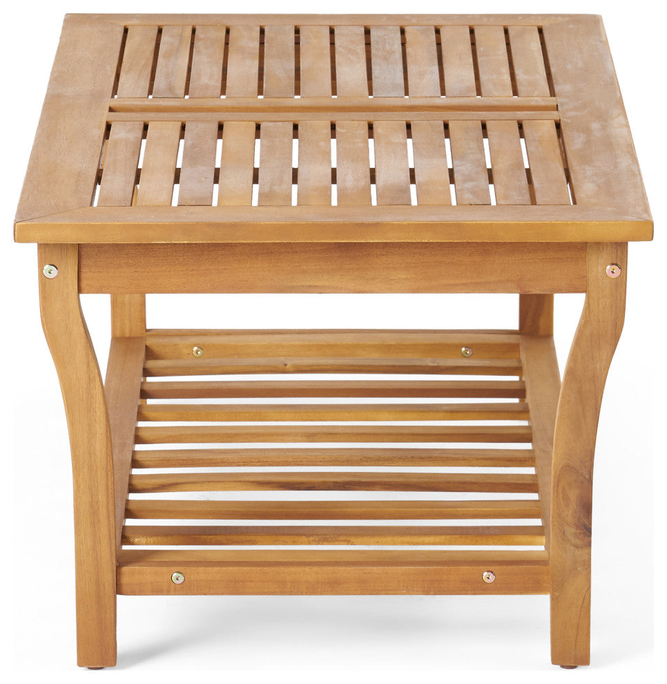 GDF Studio 4-Piece Louis Outdoor Solid Wood Chat With Cushions Set