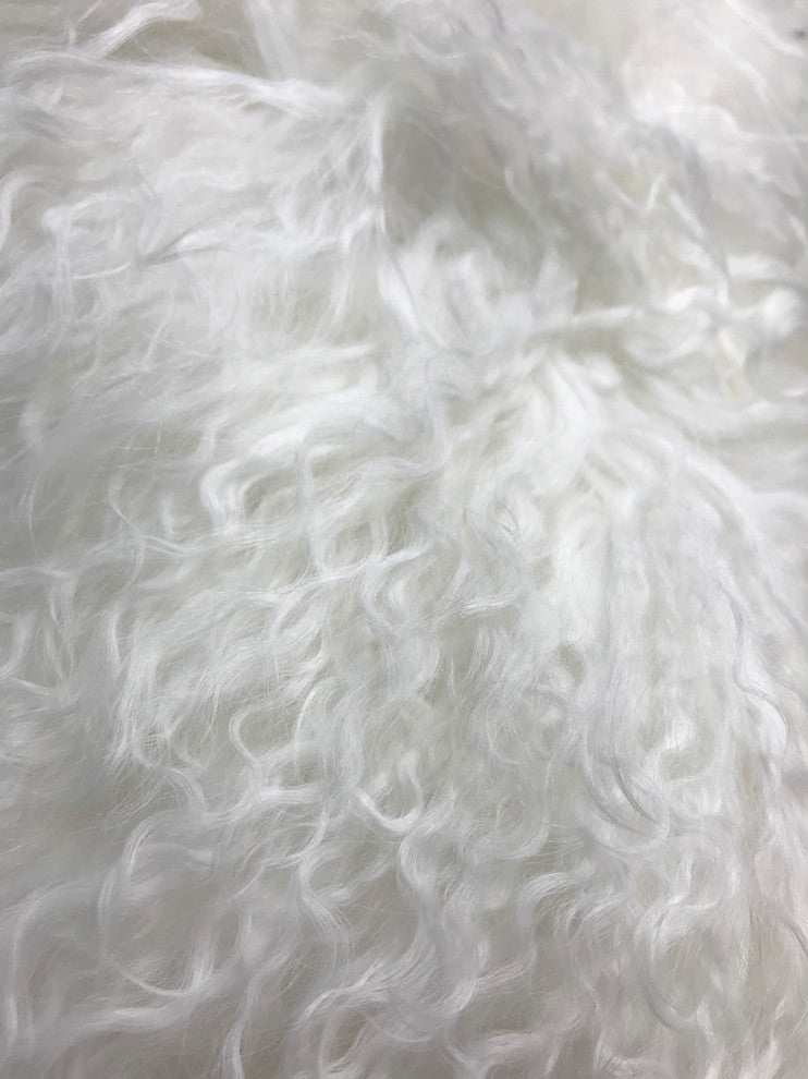Tibetan Lamb Pillow, Bright White, 20"
