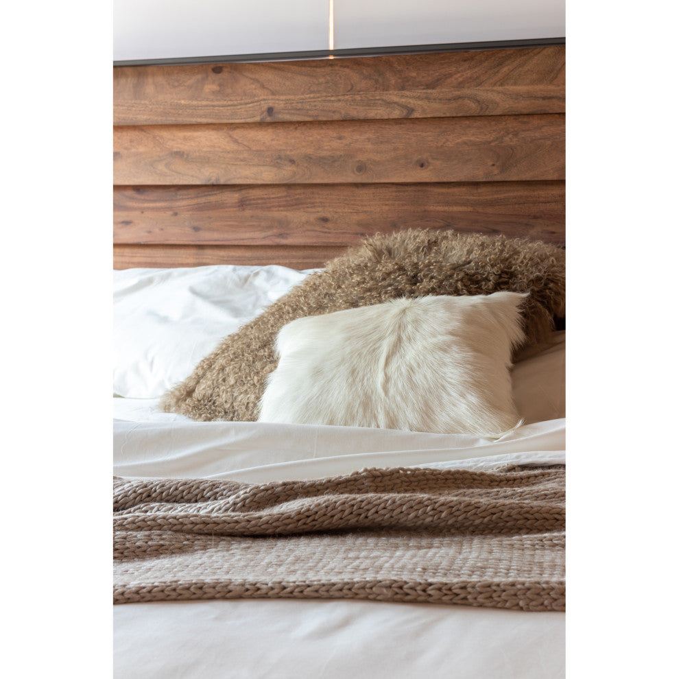 Contemporary Goat Fur Pillow Natural - Natural