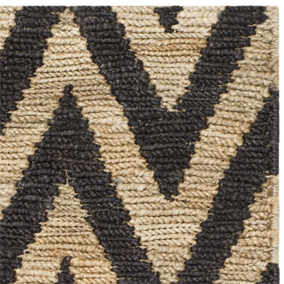 Safavieh Organica 9' X 12' Hand Knotted Jute Rug in Black and Natural