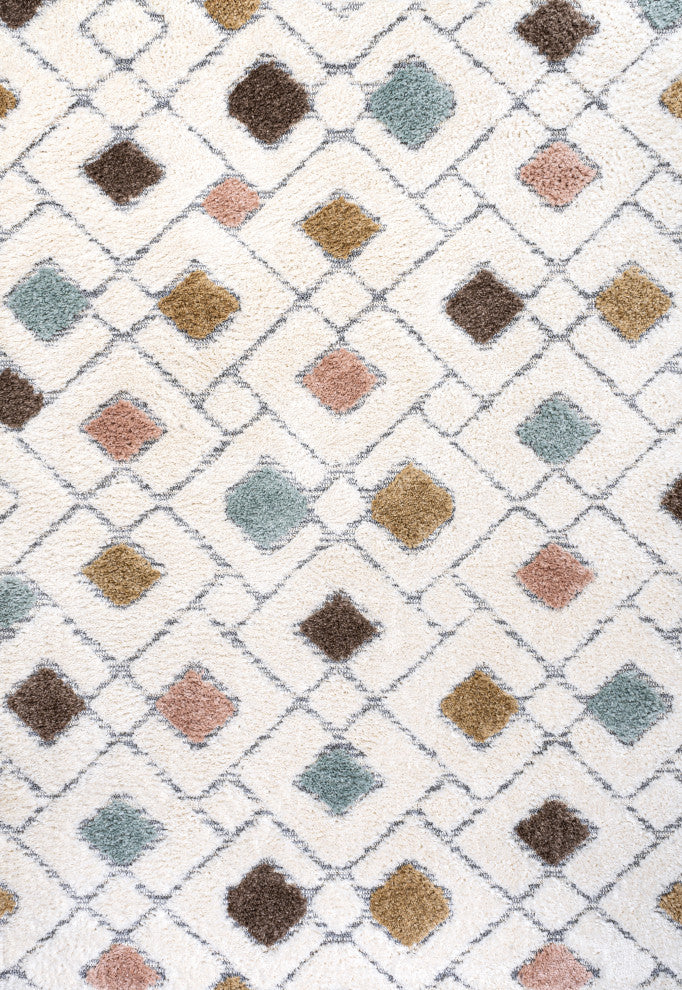 Astrid Retro Trellis High-Low Multi/Cream 4'x6' Area Rug