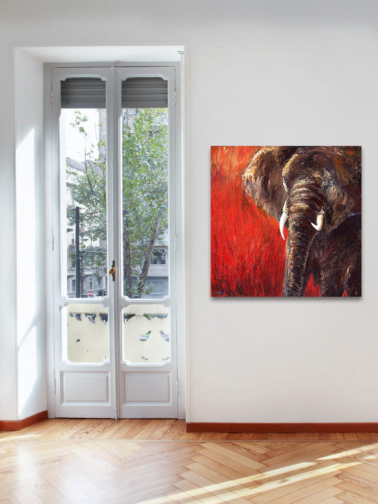 Marmont Hill, "Red Tranquility" by Bergerac Painting on Wrapped Canvas, 40x40