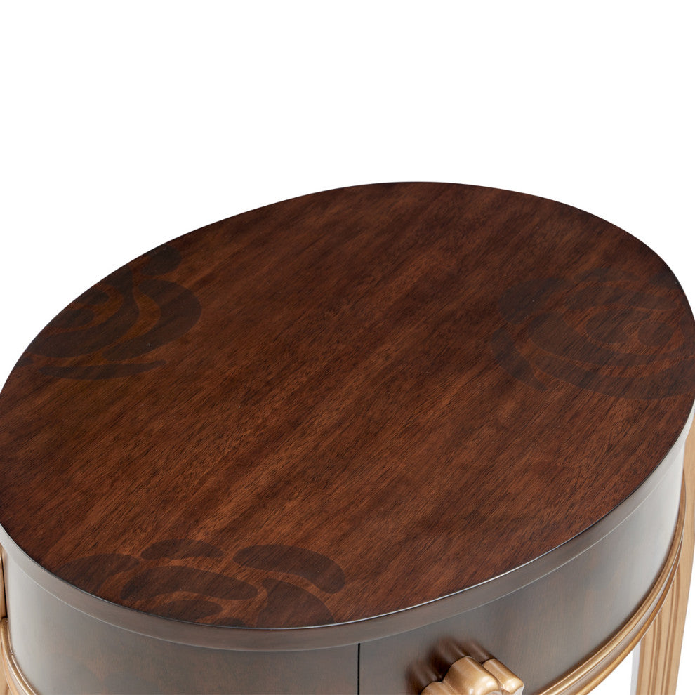 Camellia Field End Table With Drawer, Warm Pecan