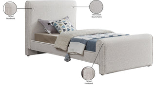 Stylus Black Boucle Fabric Full Bed, Cream, Twin