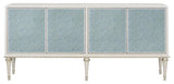 4 Doors Wooden Console Cabinet in Pearl White and Silver Shimmer