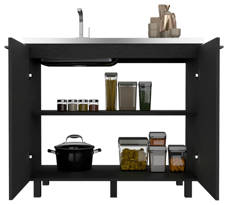 Utility Sink Cabinet Burwood, Kitchen, Black