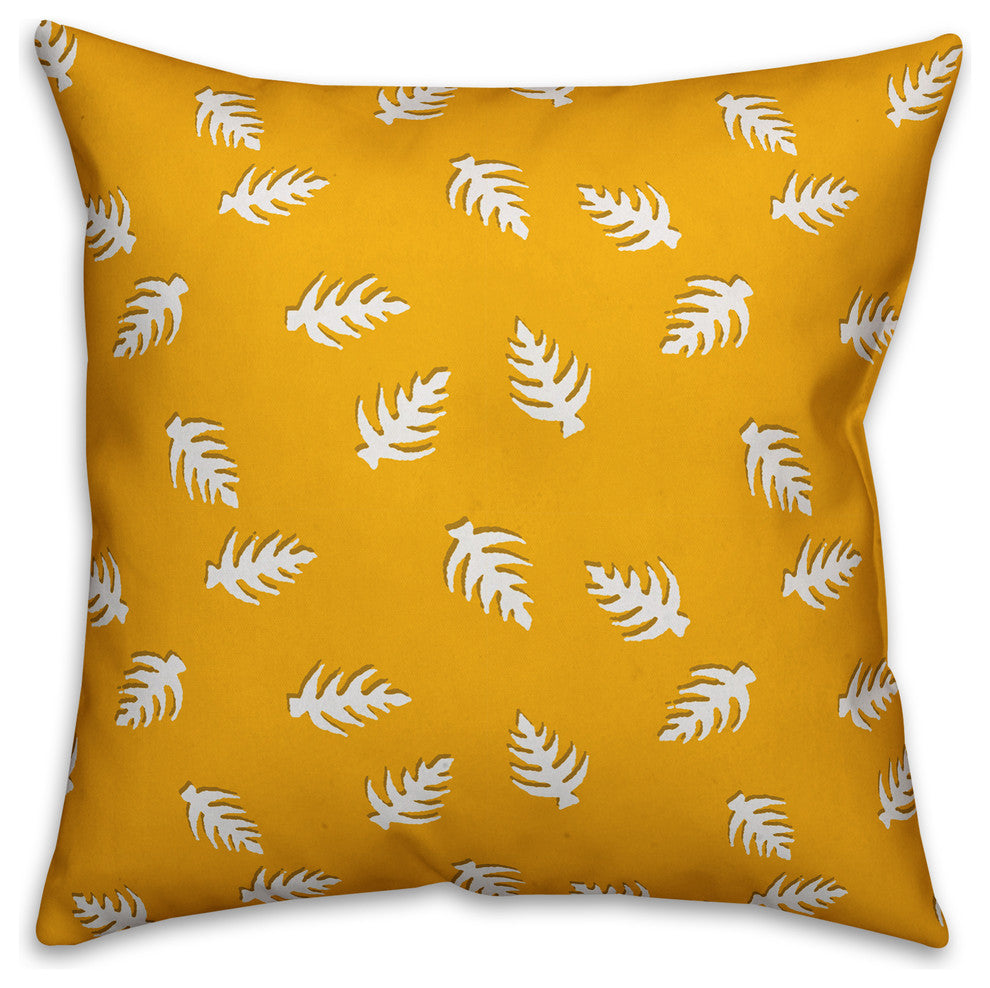Palm Pattern, Yellow and White Throw Pillow, 20"x20"