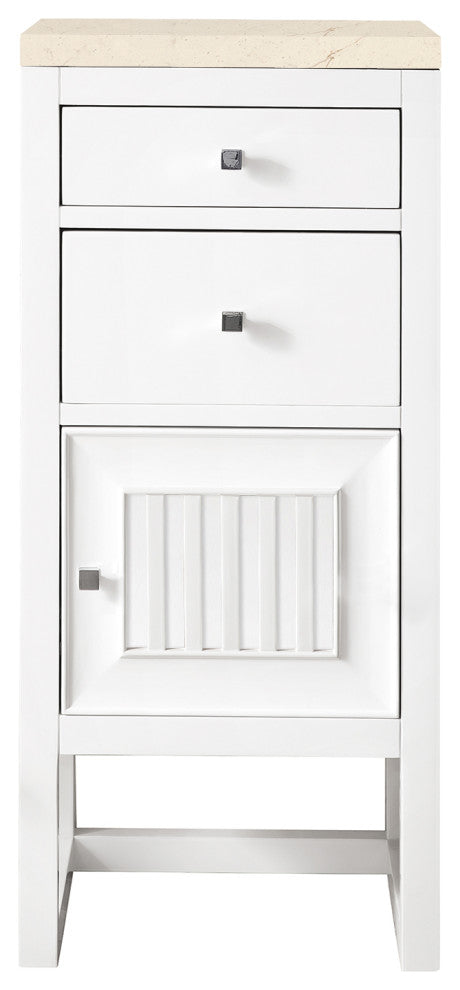 Athens 15" Cabinet With Drawers, Glossy White, Eternal Marfil Top