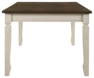 Cream and Weathered Oak Dining Table With Storage Drawers and Classic Style