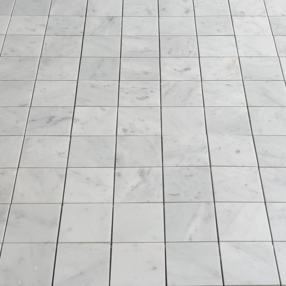 Carrara White Marble 3x3 Square Mosaic Tile Honed Wall Floor Venato, 1 sheet