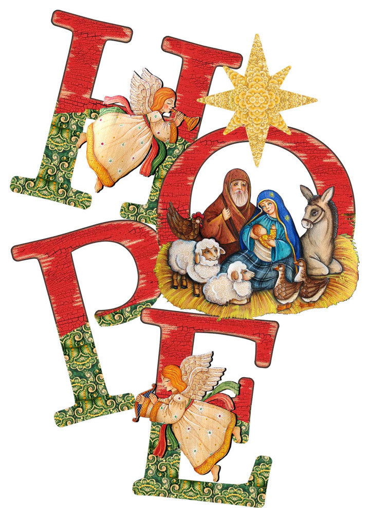 Hope Nativity Wooden Door Hanger