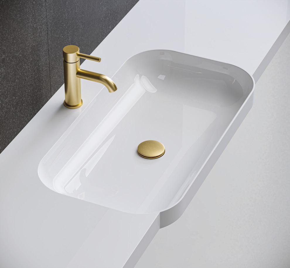 HEATGENE Bathroom Sink Drain, Pop Up Drain, Brushed Gold, Without Overflow