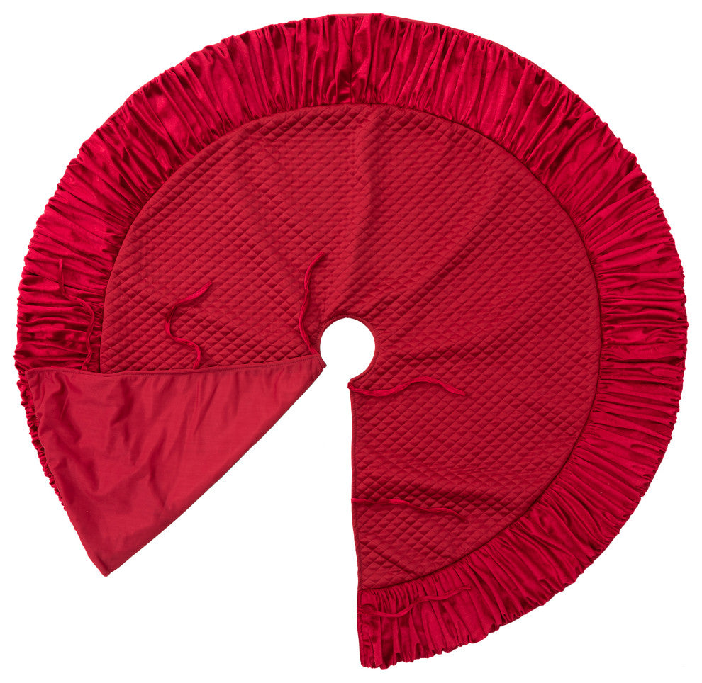 48''D Velvet Ruffled Christmas Tree Skirt