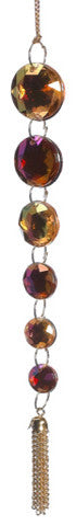 7" Regal Peacock Iridescent Pink and Gold Jewel Pendant Christmas Ornament