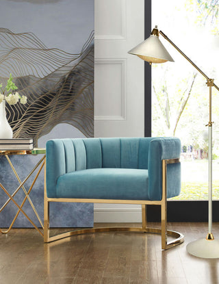 TOV Furniture Magnolia Sea Blue Chair with Gold Base