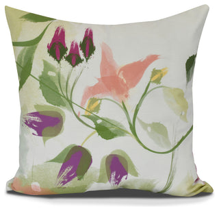 Windy Bloom, Floral Print Pillow, Coral, 20" x 20"