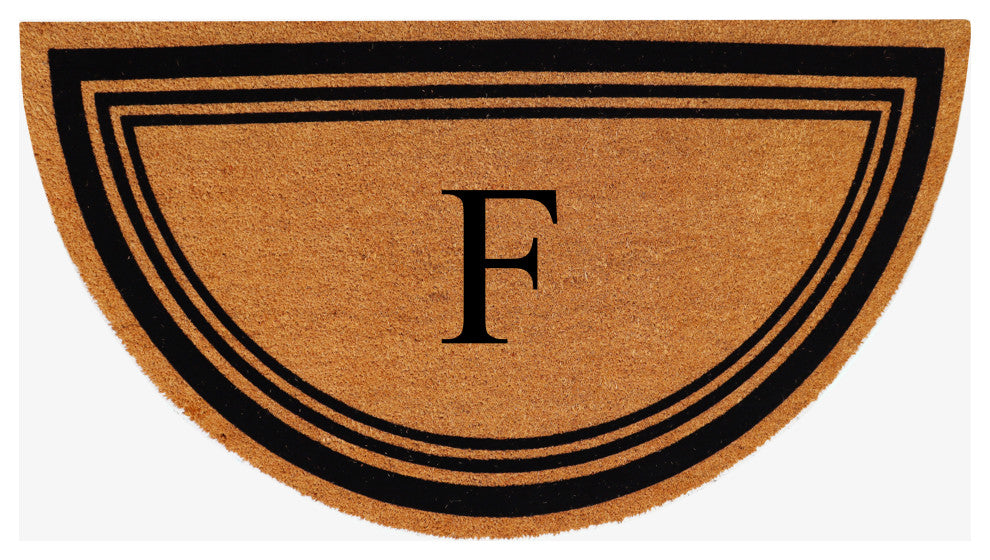 A1HC Natural Coir Flock Monogrammed Door Mat for Front Door, 30x60, F