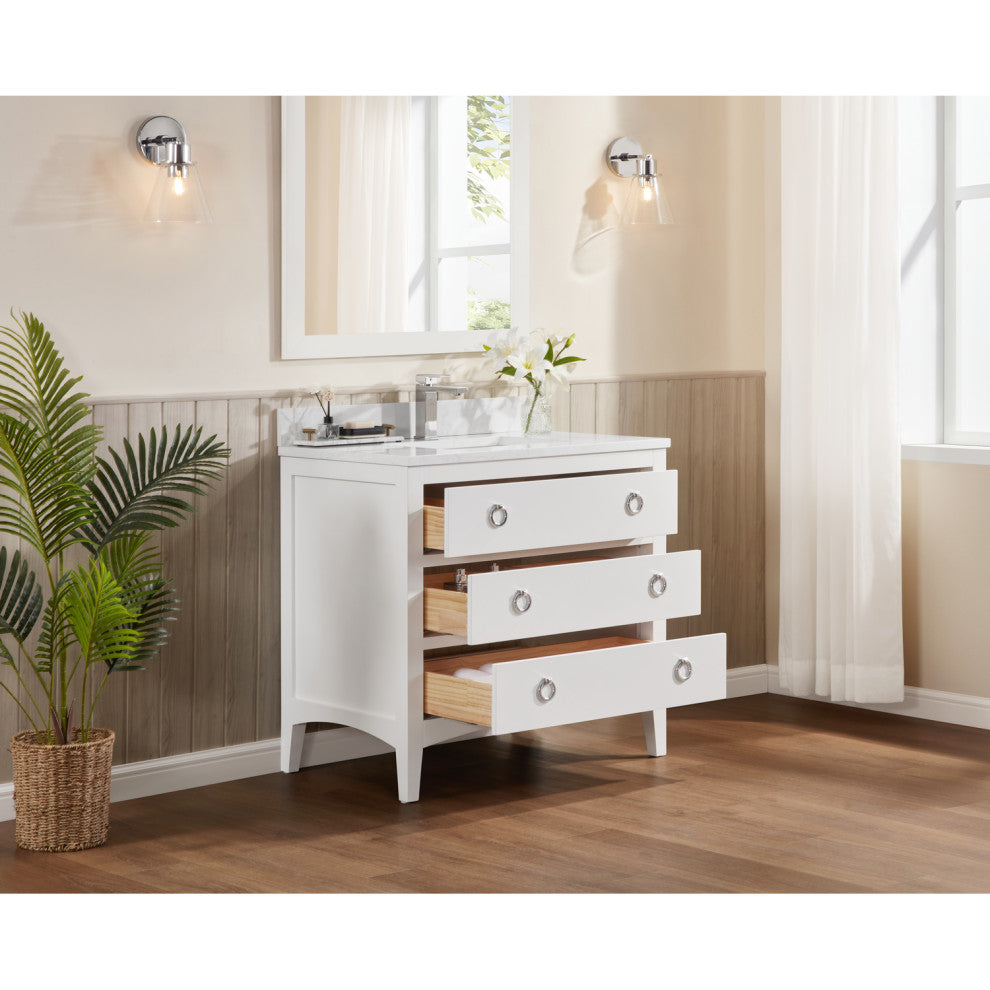 Legion Furniture WS2518 Series Bathroom Sink Vanity, White, 36", Artificial Stone Top, Single Sink