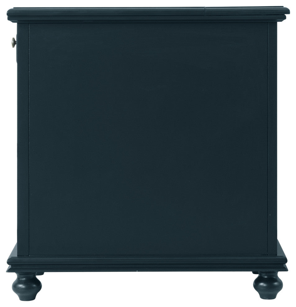 Elegant Chairside Table with Charging Station, Catalina Blue