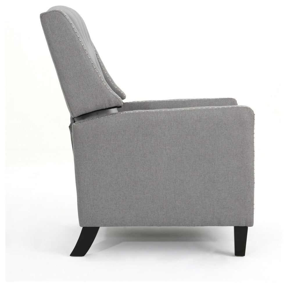 GDF Studio Izaak Tufted Back Fabric Recliner Chair, Light Gray