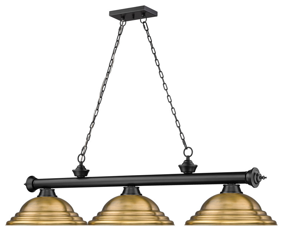 Zlite 2306-3MB-SRB 3-Light Billiard, Rubbed Brass