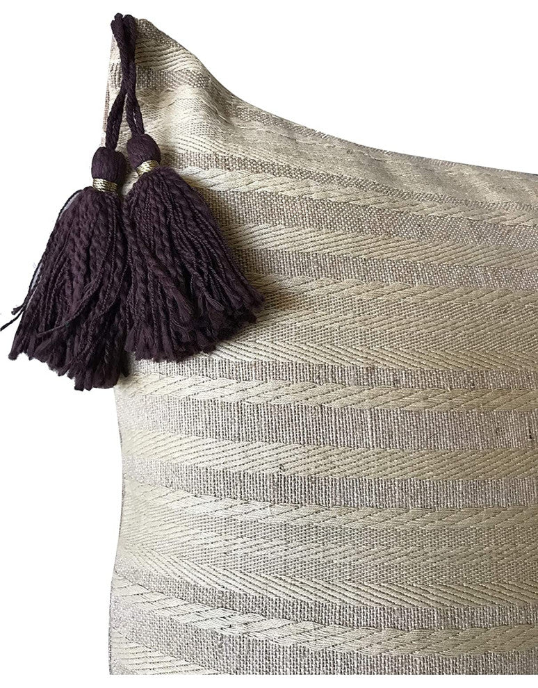 DecorShore 18 Inch Cream Beige Brown Decorative Pillowcase For Sofa Couch
