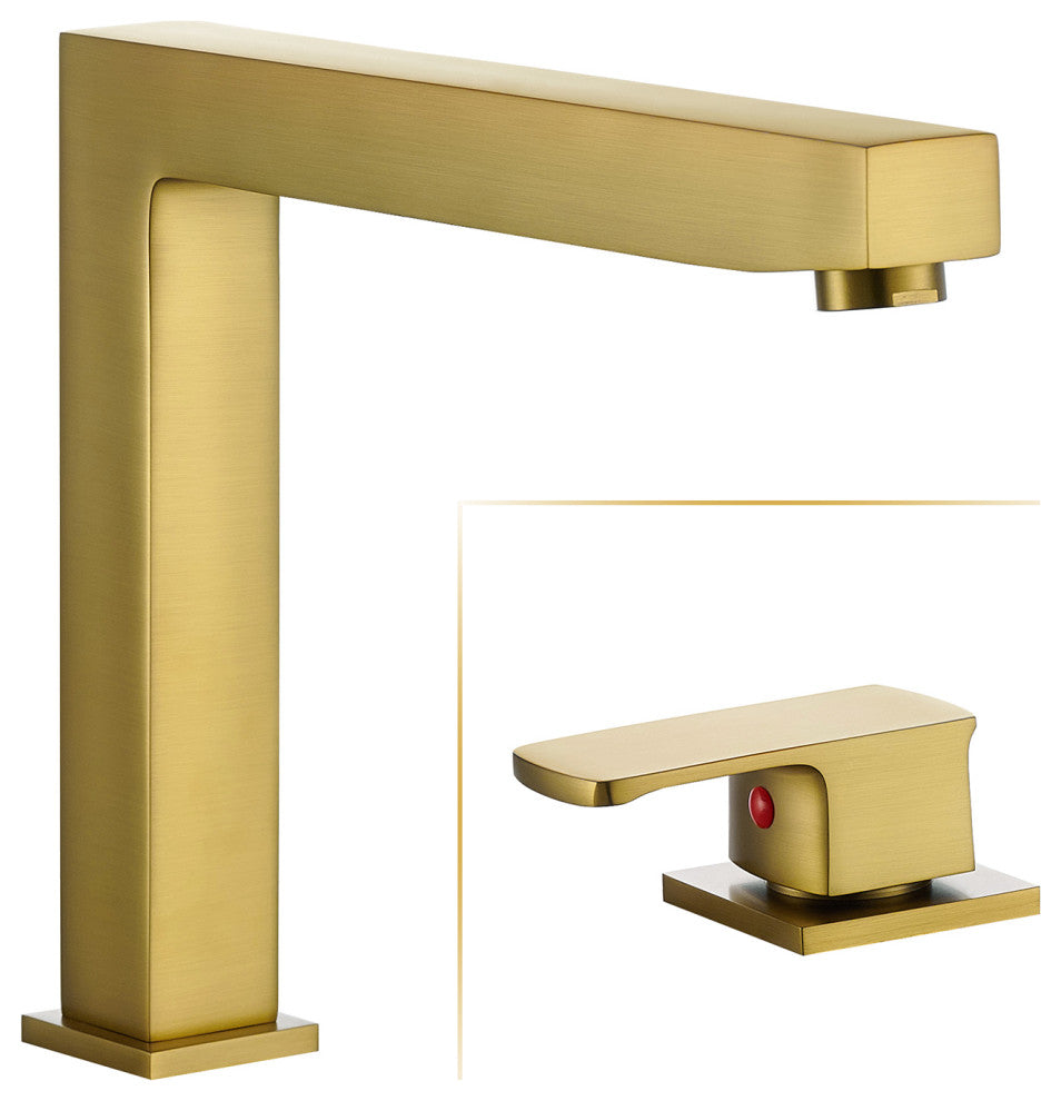 Calden Deck-Mount 8" Widespread Roman Tub Faucet, Brushed Gold