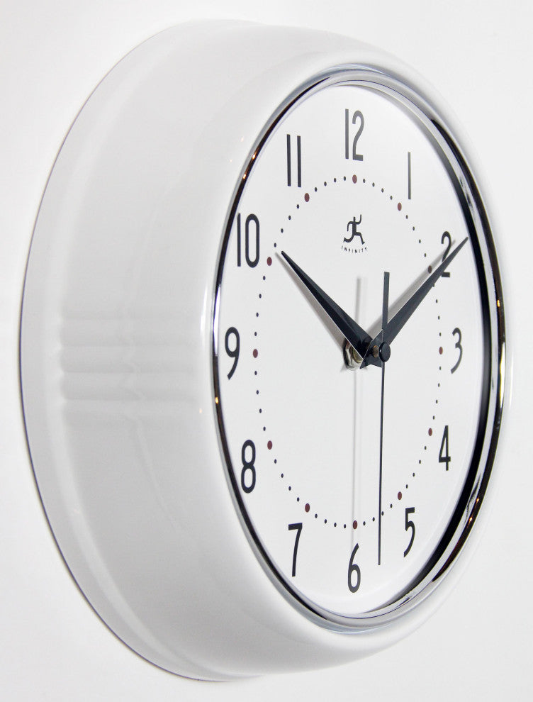 Infinity Instruments Retro Kitchen Vintage 50s Wall Clock, White