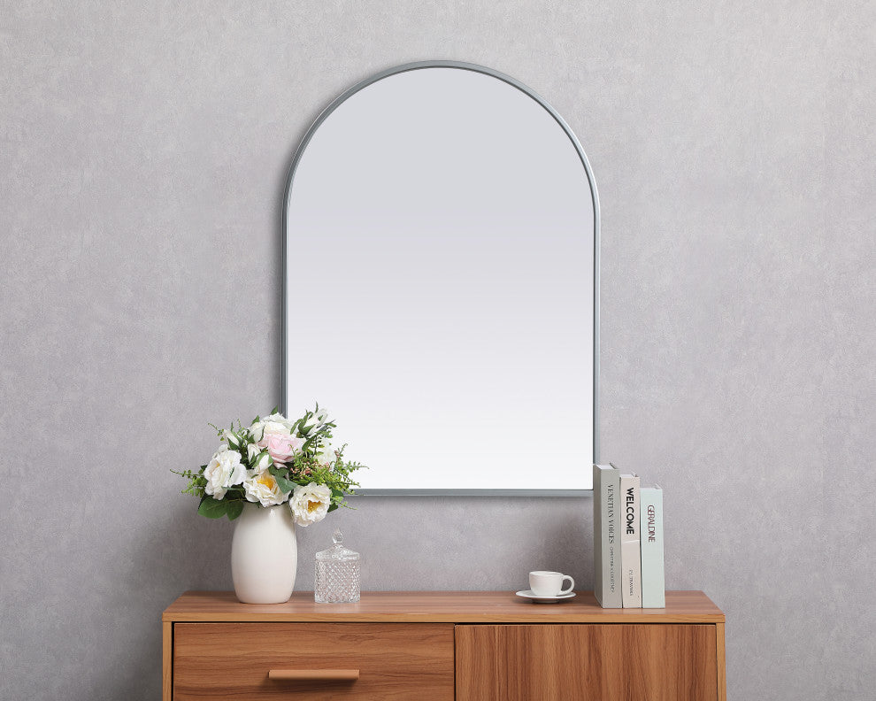 Metal Frame Arch Mirror 22X30 Inch, Silver