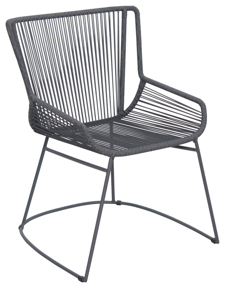Dane Dining Armchair, Set of 2, Dark Gray Frame, Dark Pebble Weave