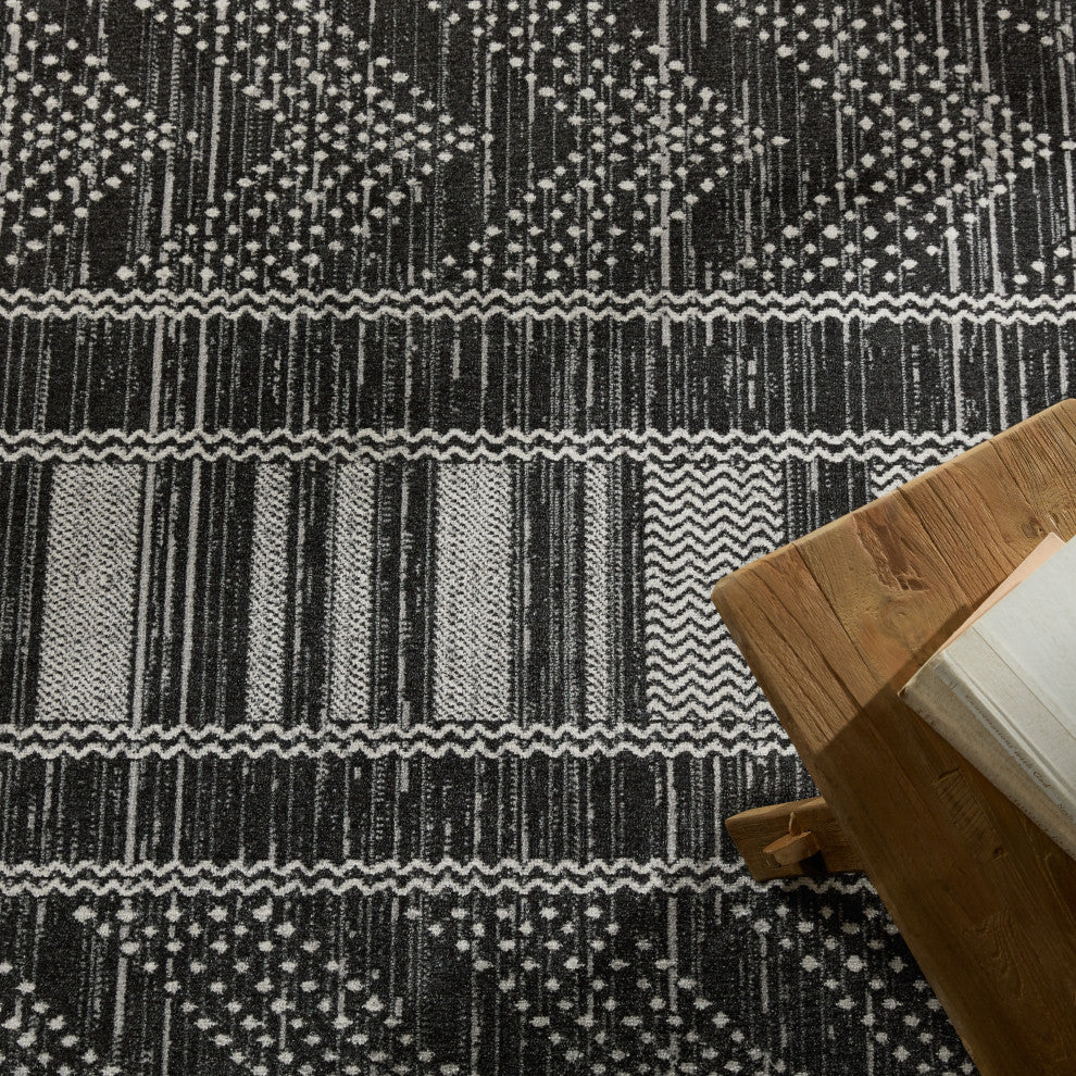 Machine Washable Vibe by Jaipur Living Mateo Tribal Black/ Light Gray Area Rug