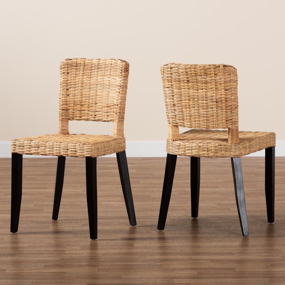 Karina Rattan Dining Chairs, Set of 2, Dark Brown