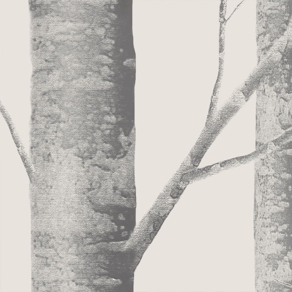 Birch Tree Peel and Stick Vinyl Wallpaper, Warm Gray, 24"x108"