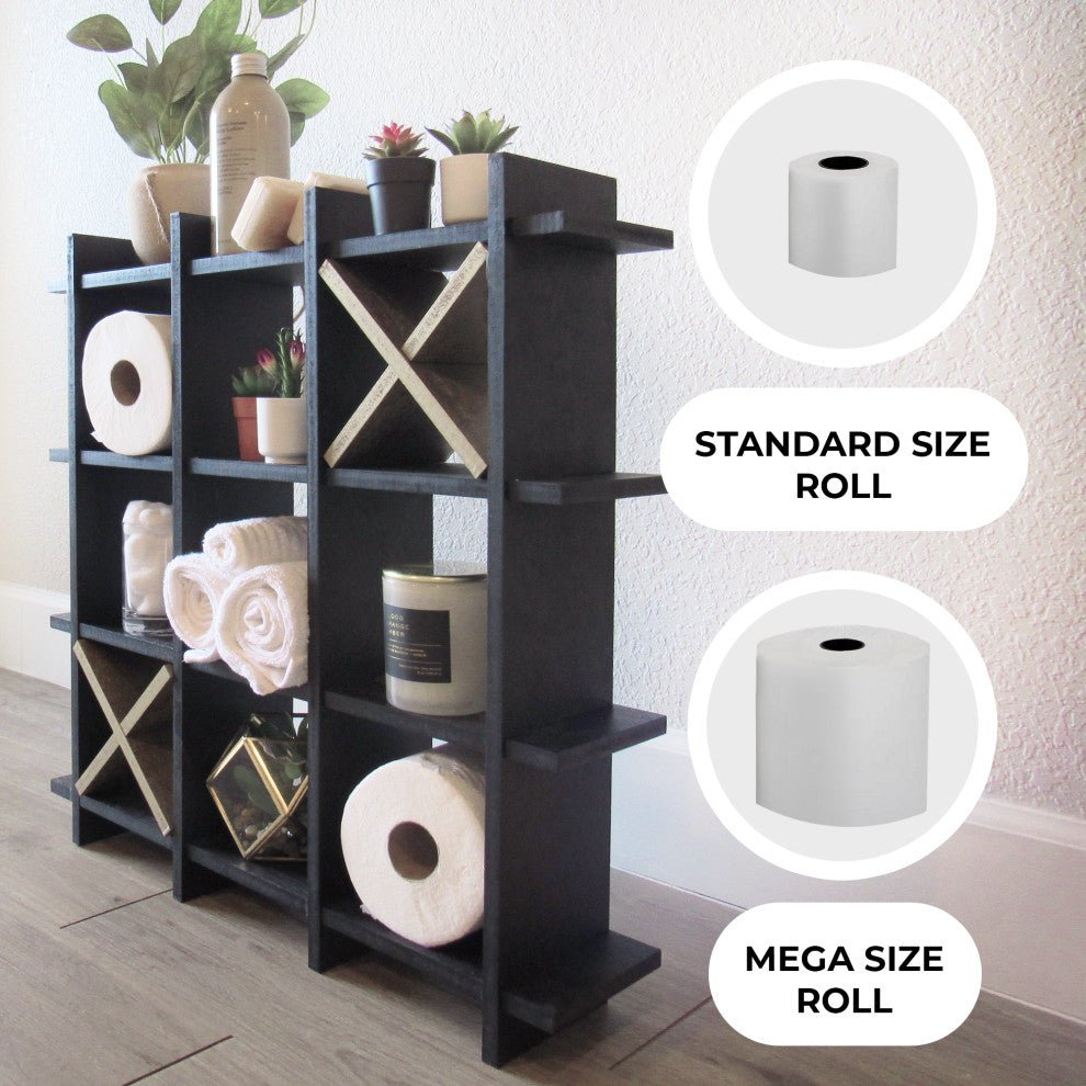 Tic Tac Toe Design Freestanding Bathroom Tissue Roll Storage Organizer