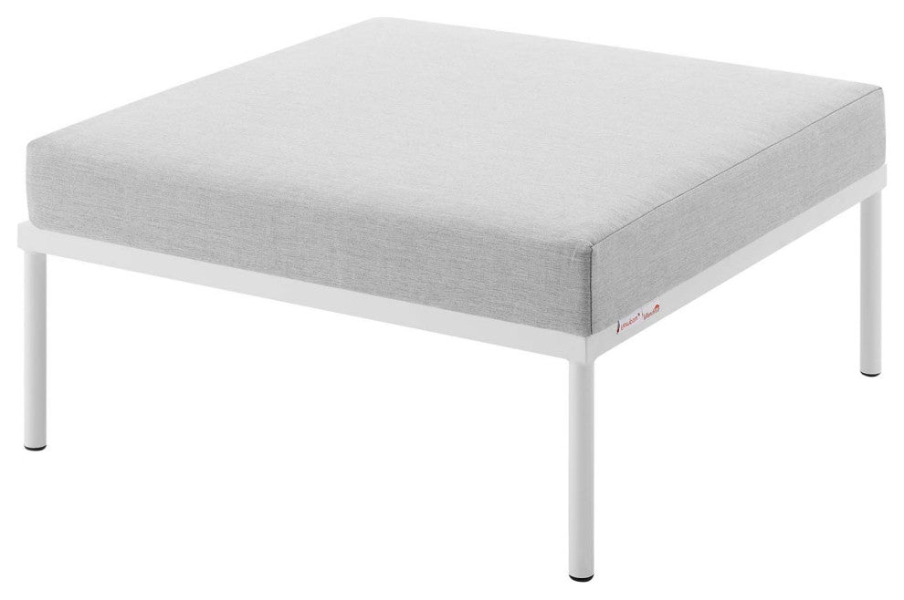 Lounge Sectional Sofa Chair Table Set, Sunbrella, Aluminum, Gray, Outdoor