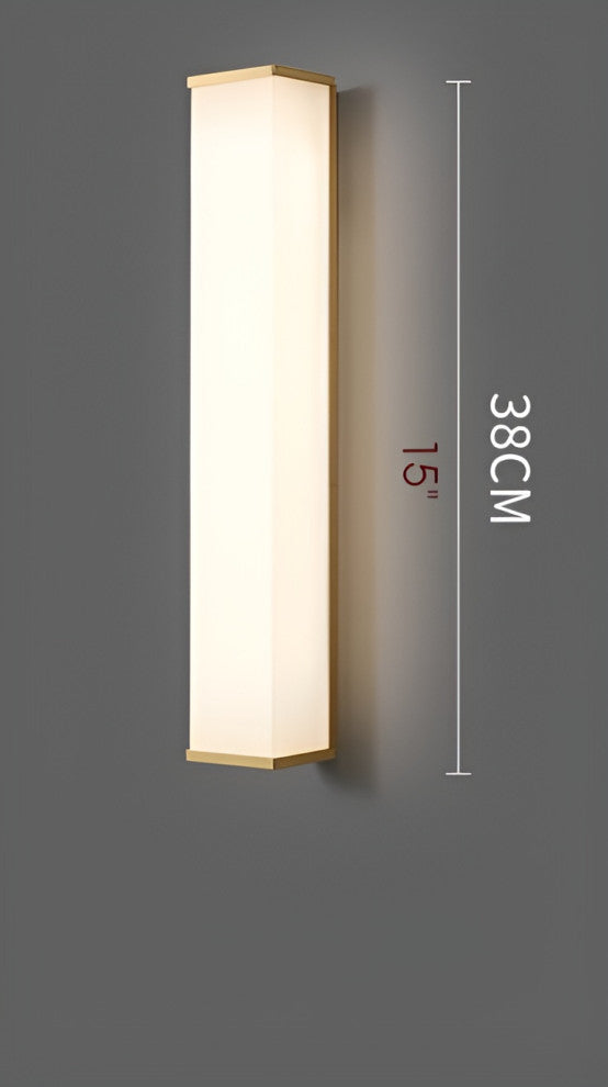 Creative Outdoor Vertical Glass Wall Sconce for Courtyard, Porch, Gold, W2.6xh15.0'', Cool Light